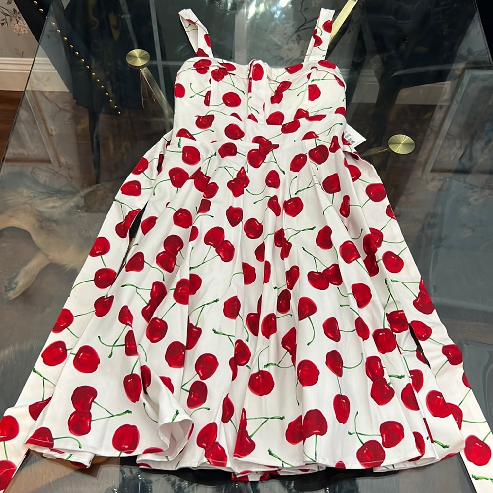 Pinup Cherry Print Swing Dress